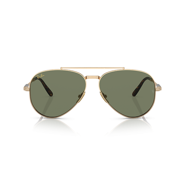 dame Ray Ban Aviator Titanium solbriller i guld og grøn, kopi Ray Bans lav pris